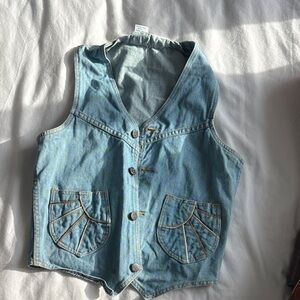 Denim vintage embroidered vest